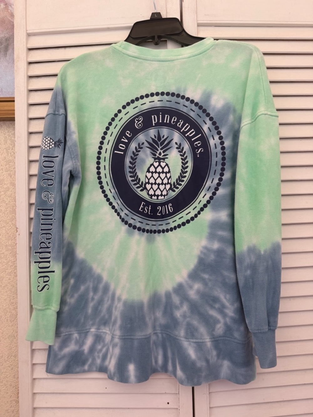 Love & Pineapples Mint Tie-Dye Pullover with Logo Patch